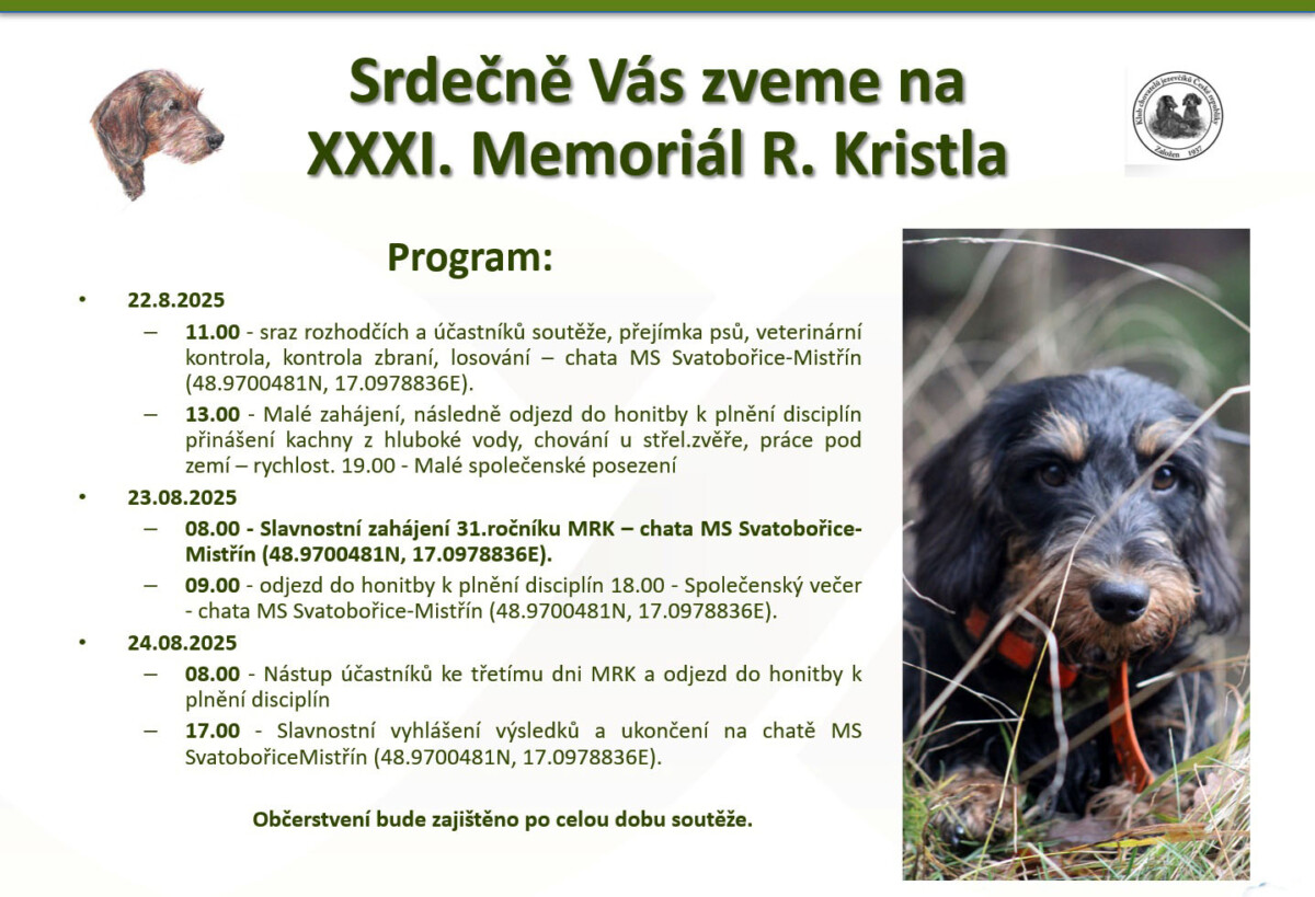 Pozvánka na Memoriál R. Kristla 22. – 24. 8. 2025