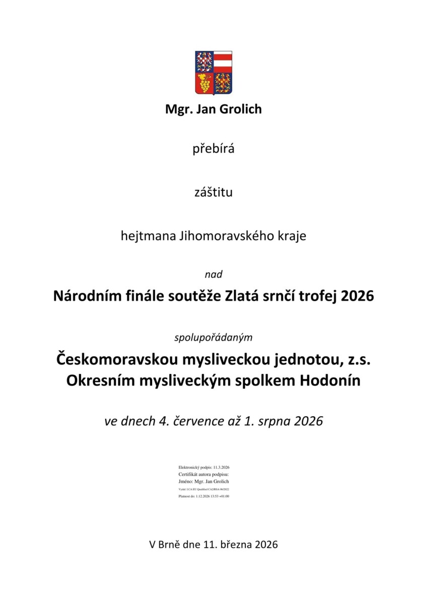 Záštita hejtmana JM kraje nad Národním finále ZST 2026 Bzenec