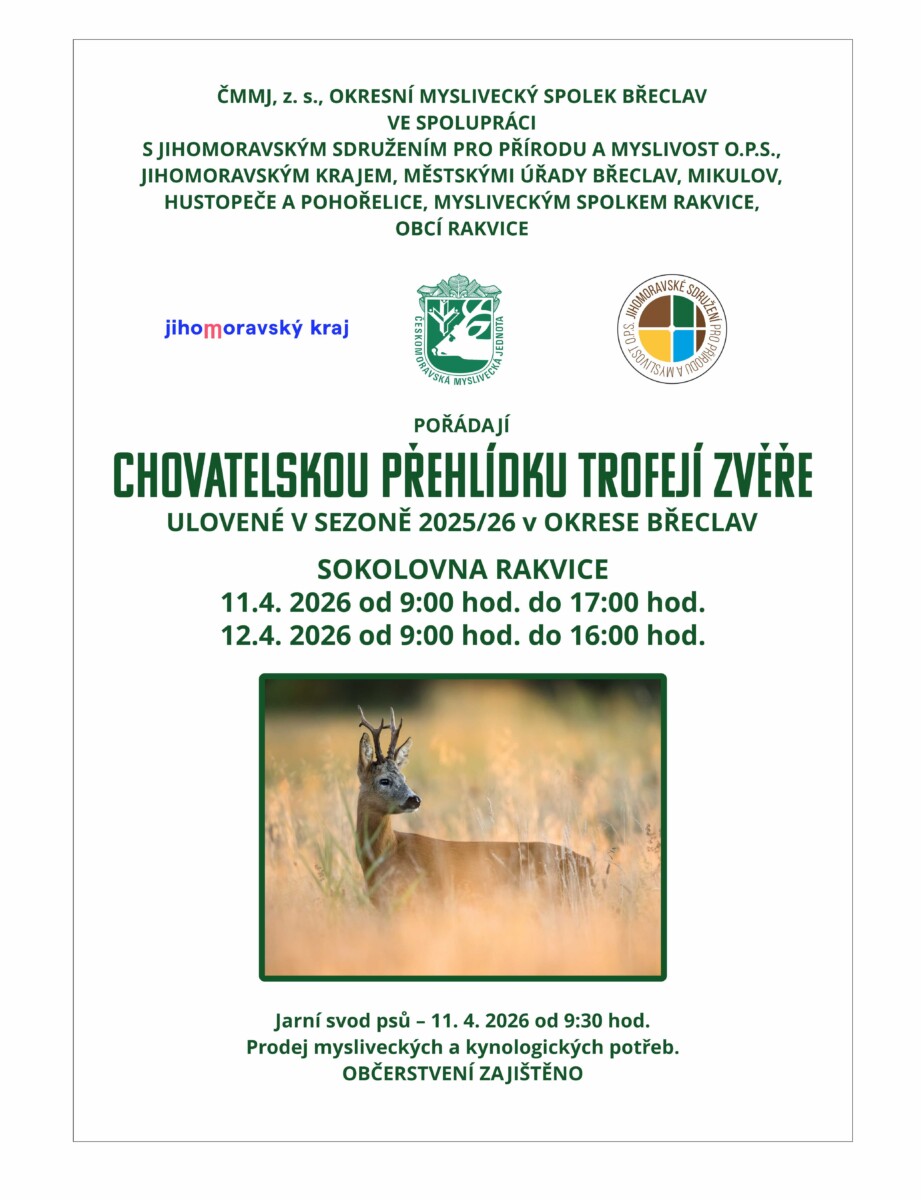 Přehlídka trofejí zvěře OMS Břeclav 11. -12. 4. 2026