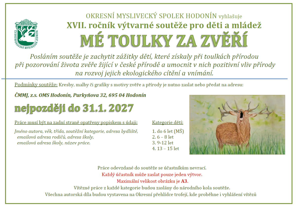 Vyhlášení výtvarné soutěže “Mé toulky za zvěří”