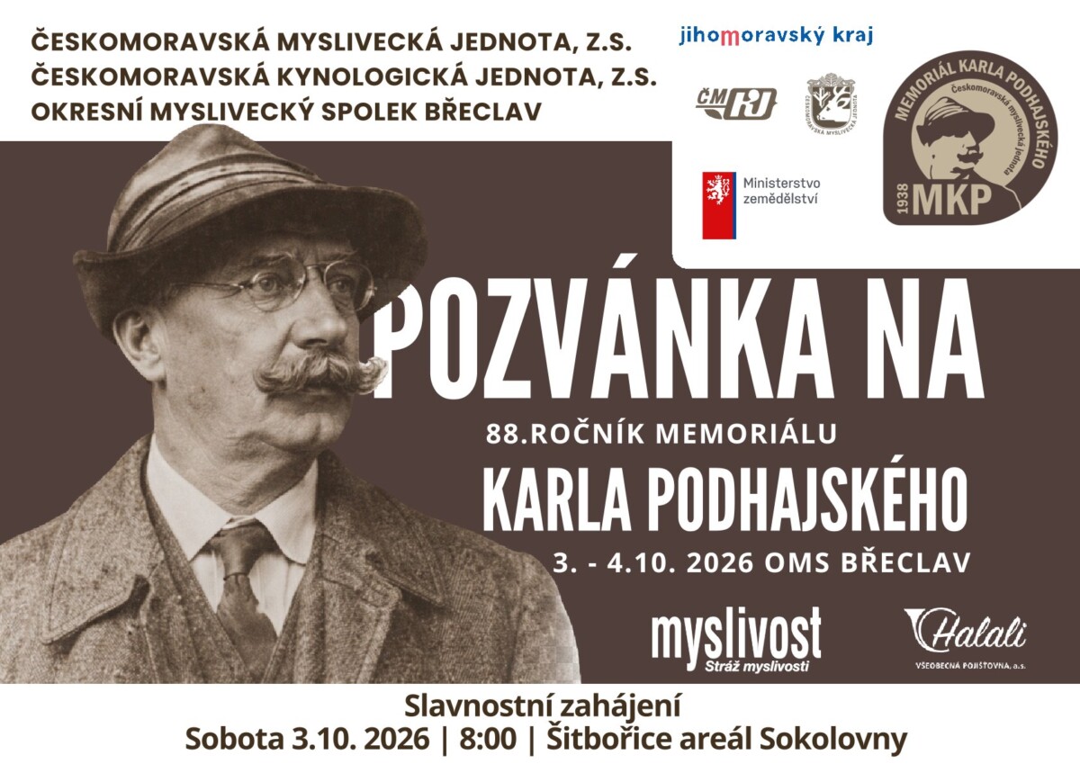 Pozvánka na Memoriál Karla Podhajského 3.- 4. 10.2026